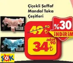 ÇİÇEKLİ ŞEFFAF MANDAL TOKA ÇEŞİTLERİ